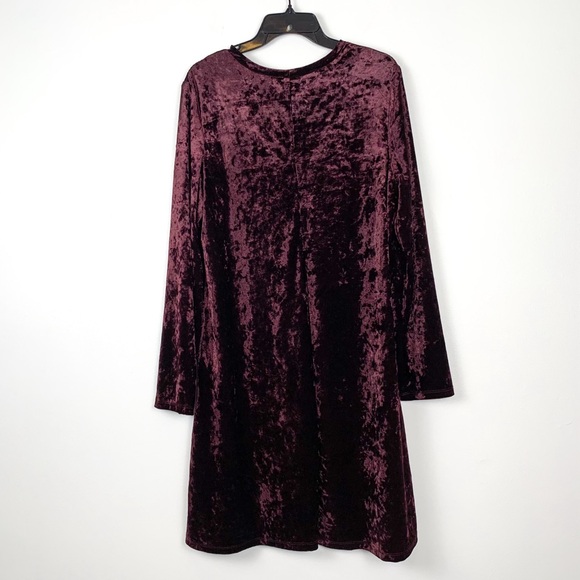 Burgundy velour dress by London Times stretch velvet knee length dress size 16 - Picture 2 of 8